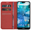 Leather Wallet Case & Card Holder Pouch for Nokia 7.1 - Red